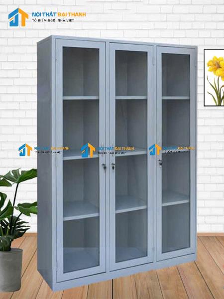 Tủ sắt hồ sơ văn phòng 3 cánh kính cao cấp 