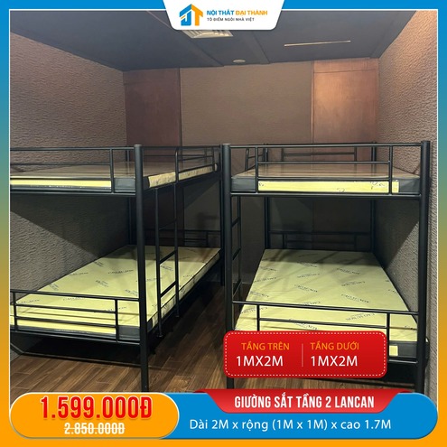 Giường sắt tầng cao cấp ĐẠI THÀNH 1mx1mx1m7